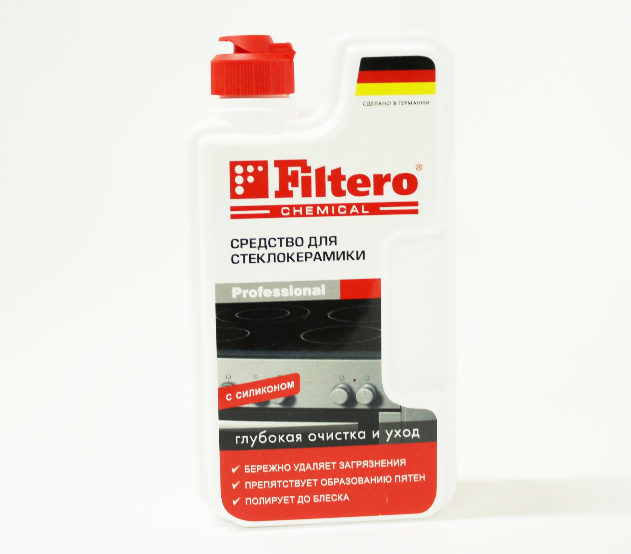 Средство для стеклокерамики Filtero. Глубокая очистка и уход. С силиконом, 250мл, арт. 202