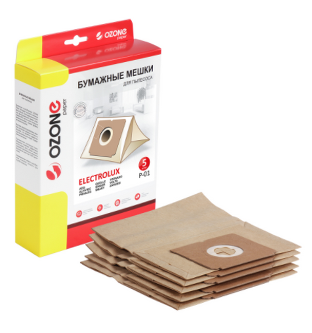 Мешки-пылесборники Ozone бумажные для пылесоса, 5 шт. P-01