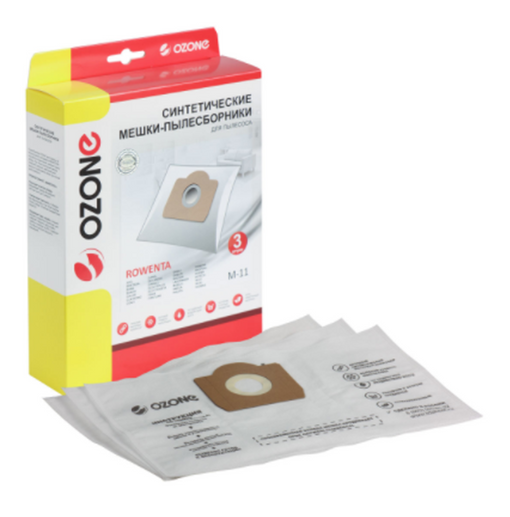 Мешки-пылесборники Ozone синтетические для пылесоса, 3 шт, M-11