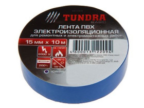  T549 Изолента TUNDRA, ПВХ, 15 мм х 10 м, 130 мкм, синяя